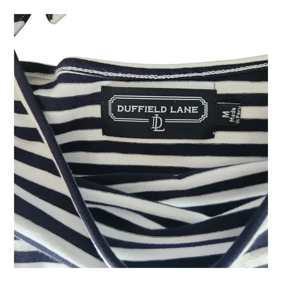 Duffield Lane "Chase" Striped A-Line Dress - Sianature Stretch Cotton M - Picture 3 of 10